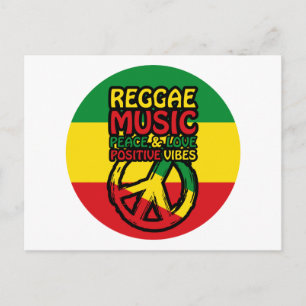 Carte Postale Symbole Reggae et Paix avec citations positives