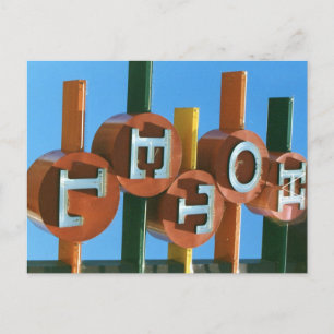 Carte Postale Symbole Retro Vintage Neon Hotel/Motel