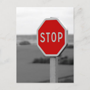 Carte Postale Symbole rouge Stop Road Poster photo minimaliste