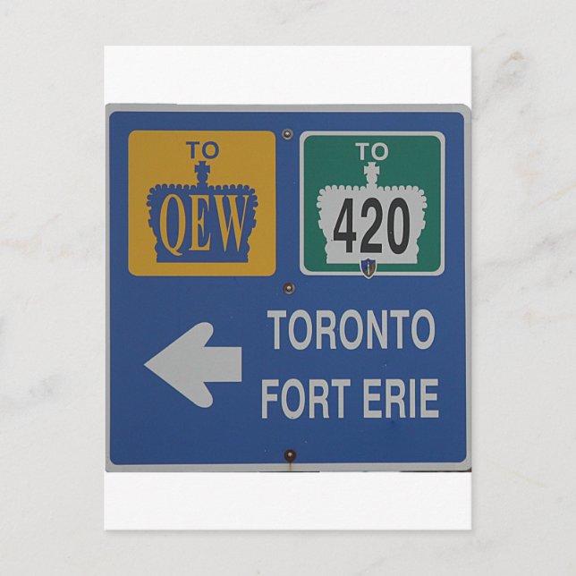 Carte Postale Symbole routier de Toronto, Fort Erie Canada (Devant)