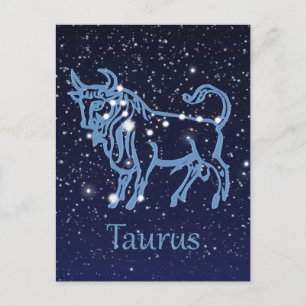 Carte Postale Symbole Taurus Constellation & Zodiaque avec étoil