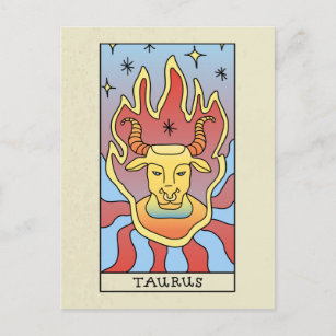 Carte Postale Symbole Taurus Zodiac Art Abstrait Vintage