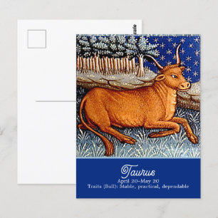 Carte Postale Symbole Taurus Zodiac Bull fête d'anniversaire