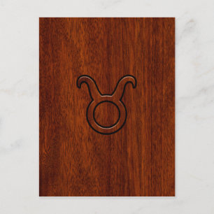 Carte Postale Symbole Taurus Zodiac en Mahogany Style imprimé