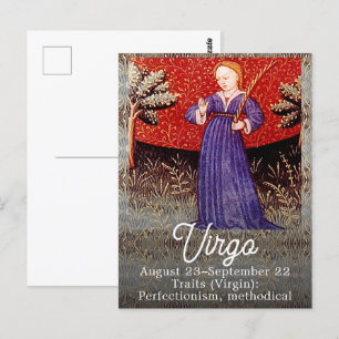 Carte Postale Symbole Virgin Zodiac fête d'anniversaire