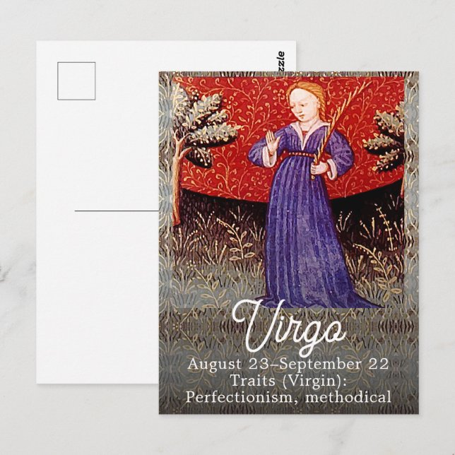 Carte Postale Symbole Virgin Zodiac fête d'anniversaire (Devant / Derrière)