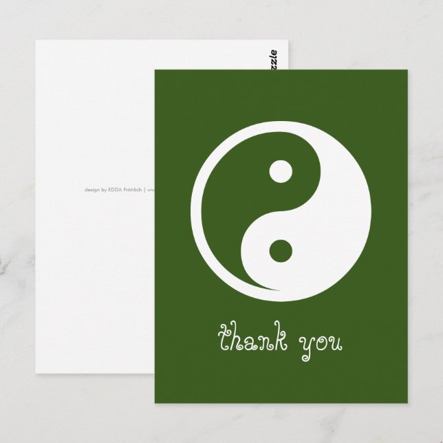Carte Postale Symbole Yin Yang - dessin de tatouage solide 2 (Devant / Derrière)