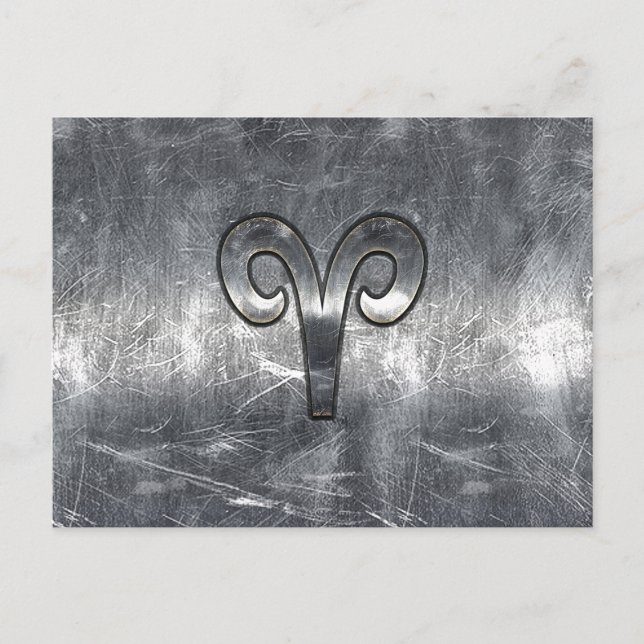 Carte Postale Symbole Zodiaque Aries en style Argent (Devant)