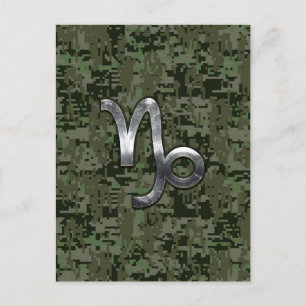 Carte Postale SYMBOLE Zodiaque Capricorne Camouflage boisé