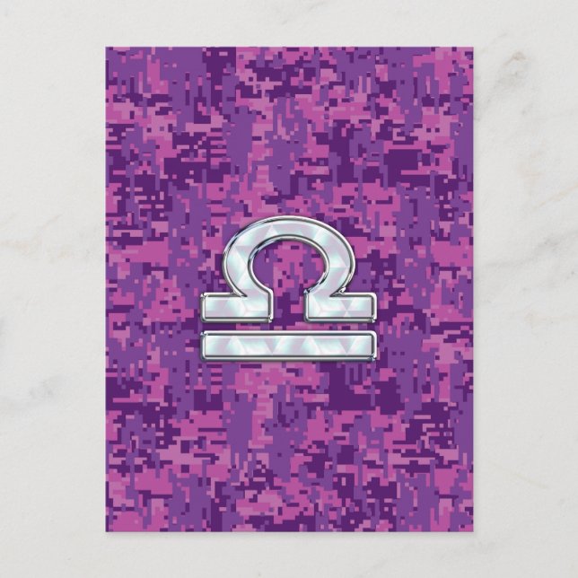 Carte Postale SYMBOLE Zodiaque Libra Camo numérique rose Fuchsia (Devant)
