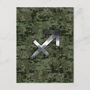 Carte Postale Symbole zodiaque Sagittarius sur Camo numérique Wo