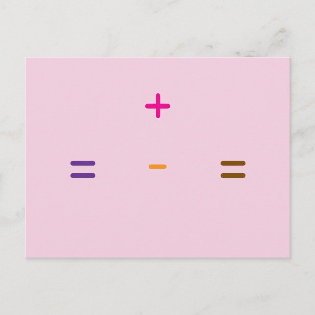 Carte Postale Symboles d'addition et de soustraction (Devant)