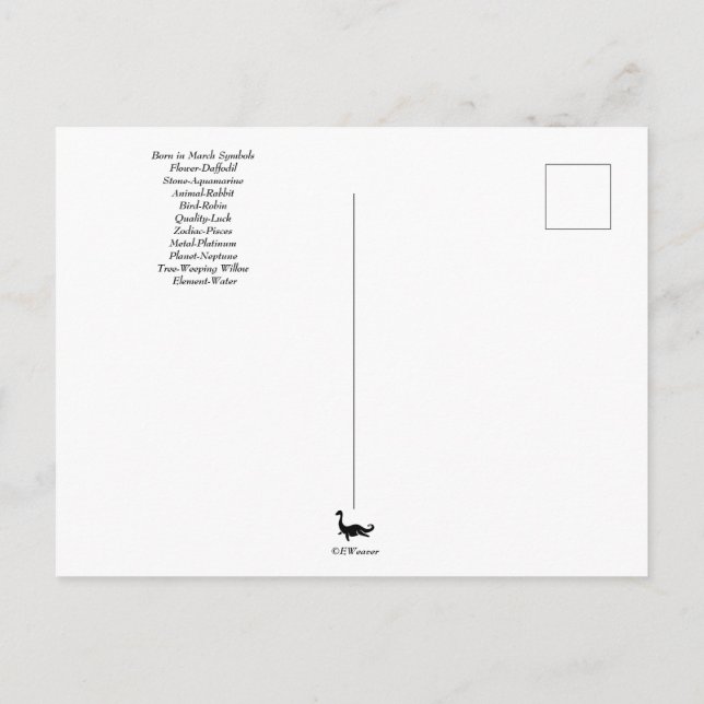 Carte Postale Symboles d'anniversaire de mars (Dos)