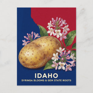 Carte Postale Symboles de l'État de l'Idaho : pomme de terre et