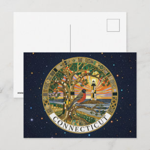 Carte Postale Symboles de l'État du Connecticut aux États-Unis