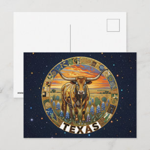 Carte Postale Symboles de l'État du Texas aux États-Unis