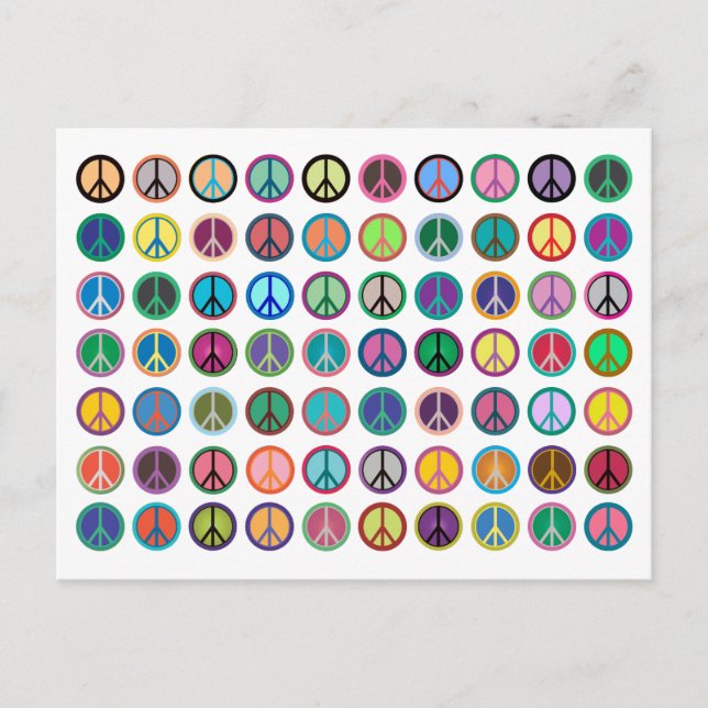 Carte Postale Symboles de paix en couleur (Devant)