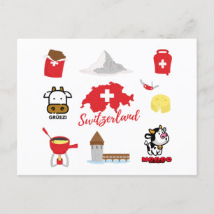 Carte Postale Symboles Souvenirs Suisse