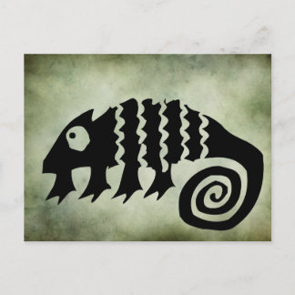 Carte Postale symboles tribaux africains anciens linocut