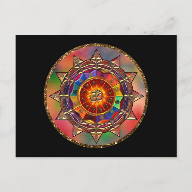 Carte postale Symbolique colorée Sun Mandala (Devant)