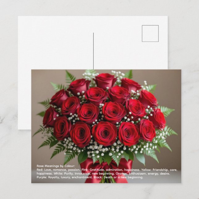 Carte Postale Symbolisme de la rose (Devant / Derrière)