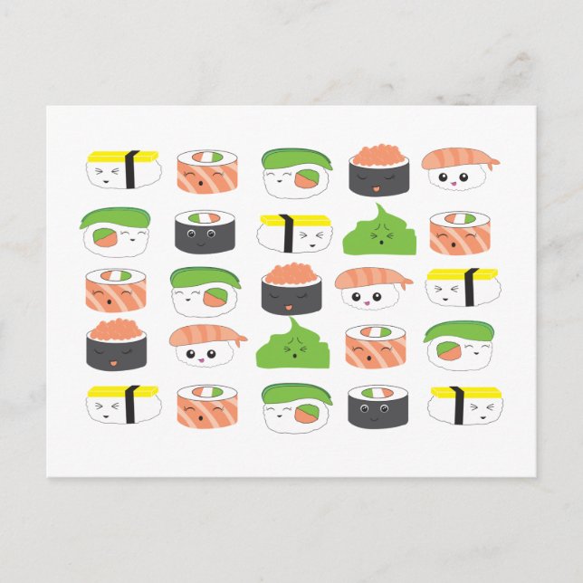Carte Postale Sympa Sushi Illustration Motif design personnalisé (Devant)