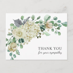 Carte Postale Sympathie funéraire Merci crème aquarelle Florale