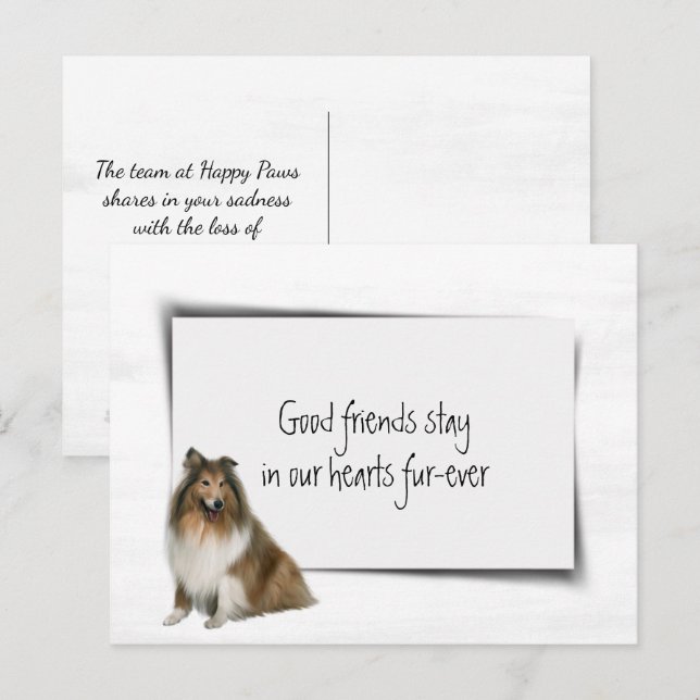 Carte Postale Sympathie perte animal de compagnie chien Colley (Devant / Derrière)