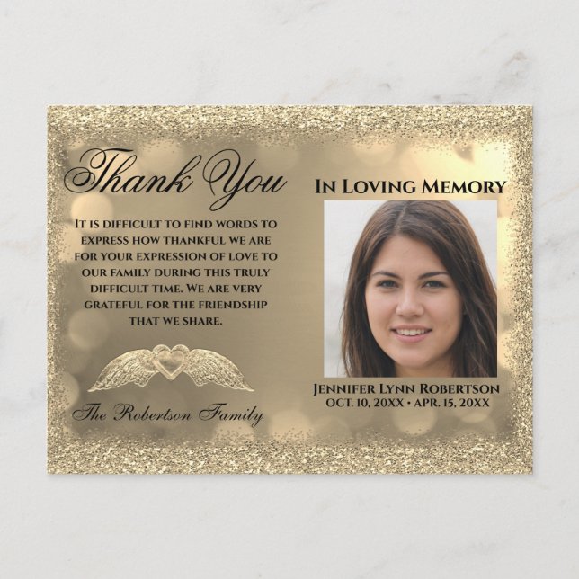 Carte Postale Sympathie Photo de funérailles MERCI avec cœur (Devant)