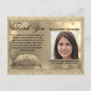 Carte Postale Sympathie Photo d'enterrement MERCI avec Cœur