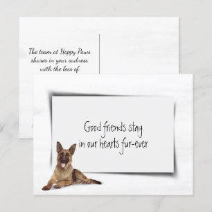 Carte Postale Sympathie pour la perte d'un Berger Allemand