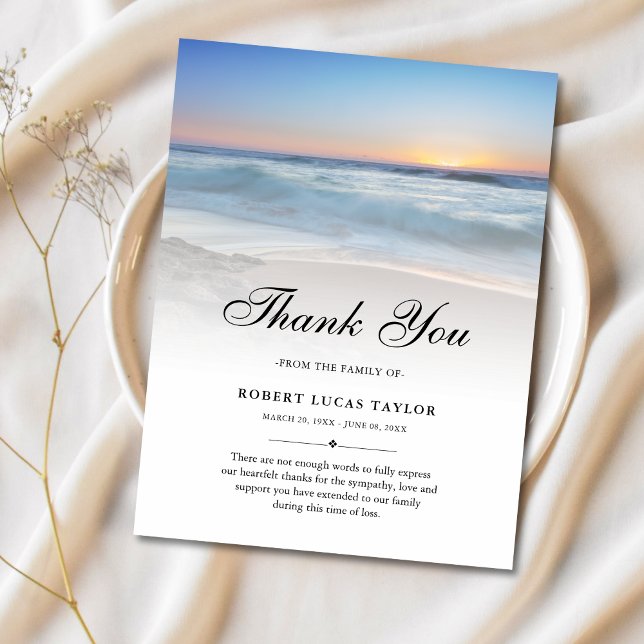 Carte Postale Sympathy Merci Beach Ocean Funeral (Beach Sympathy Thank You Postcard)