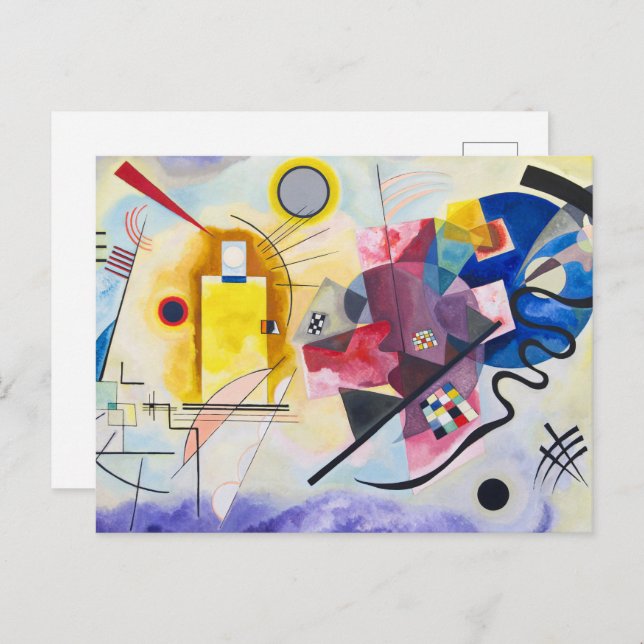 Carte Postale Symphonie émotionnelle Kandinsky en rouge, jaune e (Devant / Derrière)