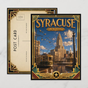 Carte Postale Syracuse New York Art Déco vintage Âge d'or