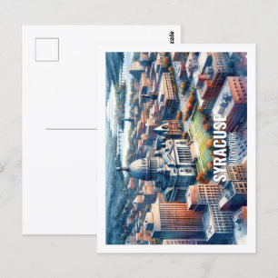 Carte Postale Syracuse New York célèbre Travel Place aquarelle