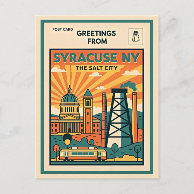 Carte Postale Syracuse NY La Cité du Sel Rétro (Devant)