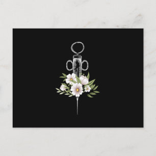 Carte Postale Syringe Floral Médecine Phlebotomiste Cadeau Sang