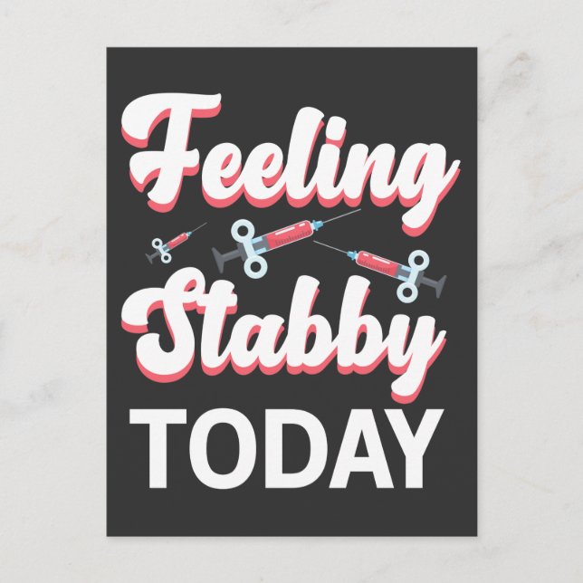 Carte Postale Syringue Humour de la phlébotomie Dessiner la véni (Devant)