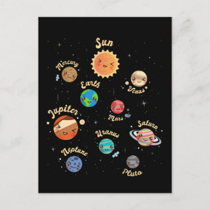 Carte Postale Système solaire Planètes Enfants Connaissances Esp