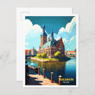Carte Postale Szczecin Pologne Vintage voyage d'art
