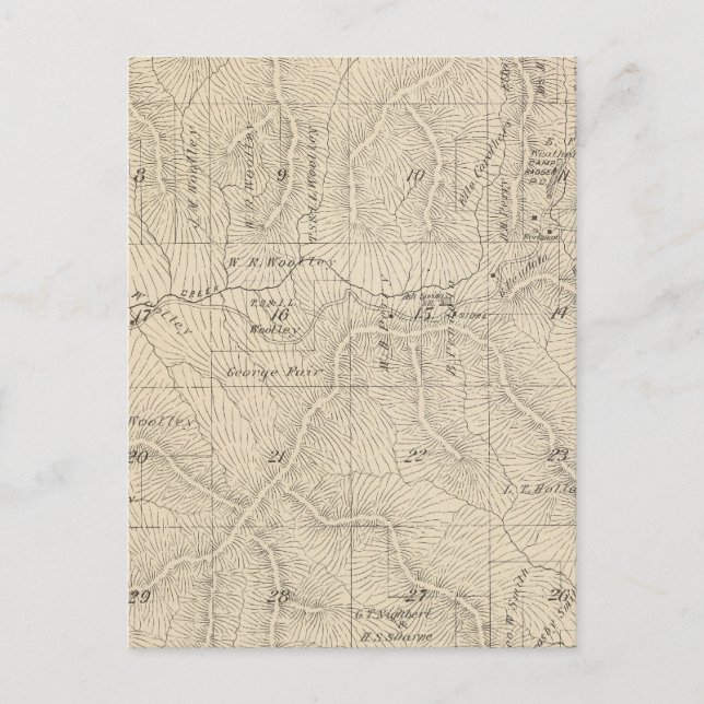 Carte Postale T15S R27E Tulare Comté Plan de section (Devant)