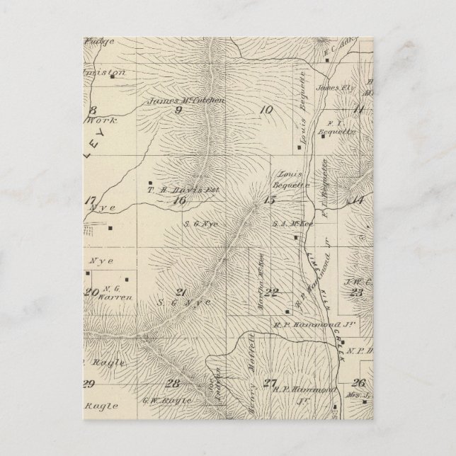 Carte Postale T17S R27E Tulare Comté Plan de section (Devant)