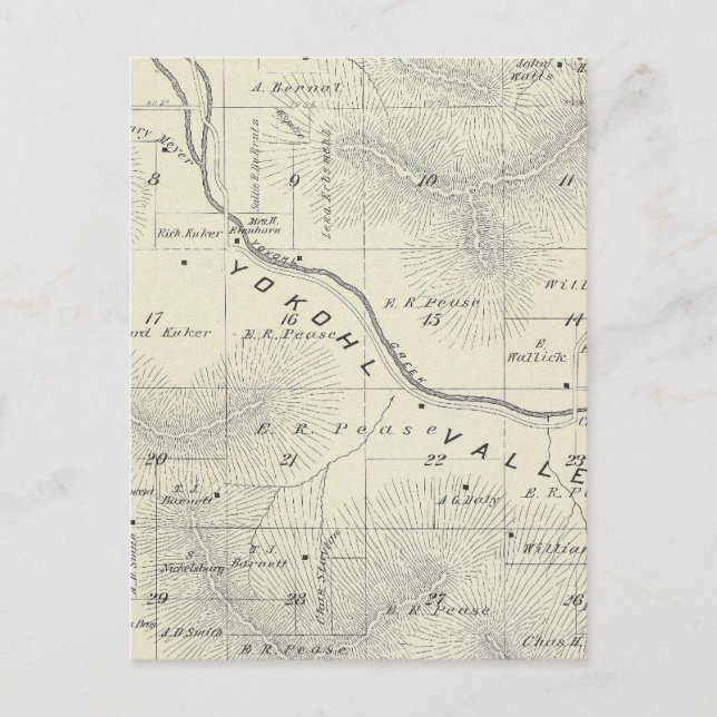 Carte Postale T19S R27E Tulare Comté Plan de section (Devant)