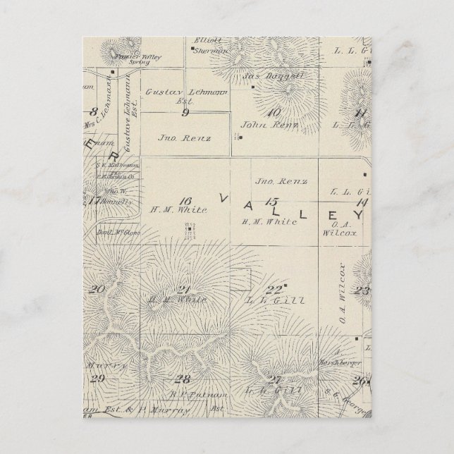 Carte Postale T21S R28E Tulare Comté Plan de section (Devant)
