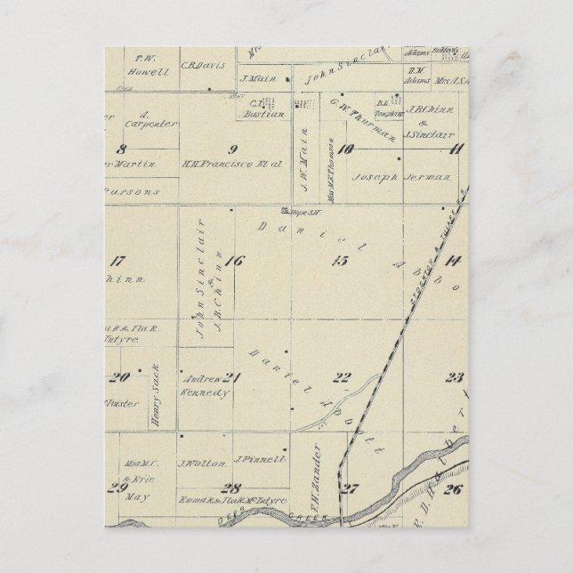 Carte Postale T22S R27E Tulare Comté Plan de section (Devant)