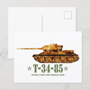 Carte Postale T-34-85 Guerre mondiale Deux 2ÈME GUERRE MONDIALE