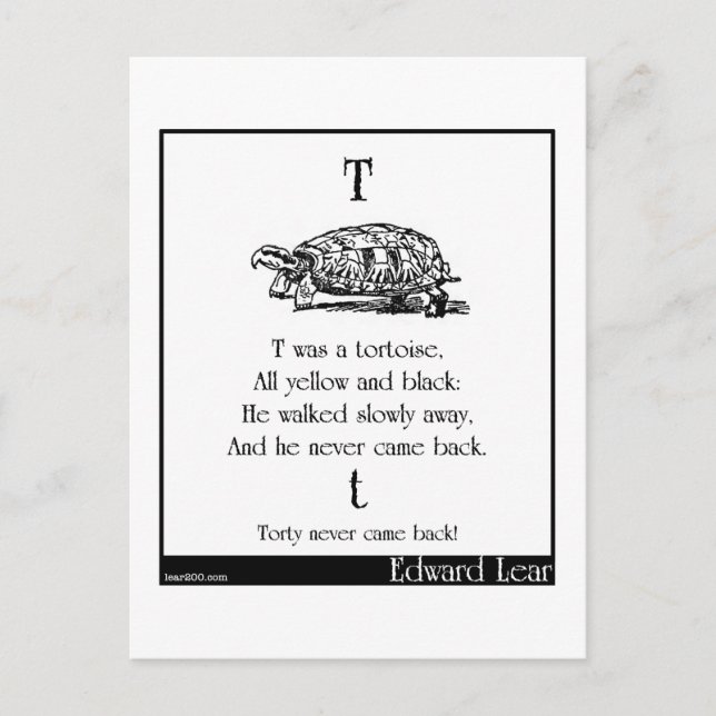Carte Postale T était une tortue (Devant)
