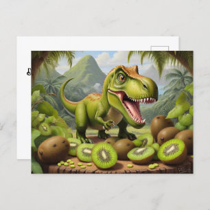 Carte Postale T-Rex aux kiwis