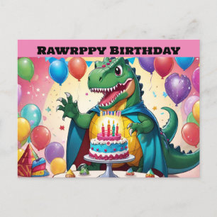 Carte Postale T-Rex avec ballons en arrière-plan