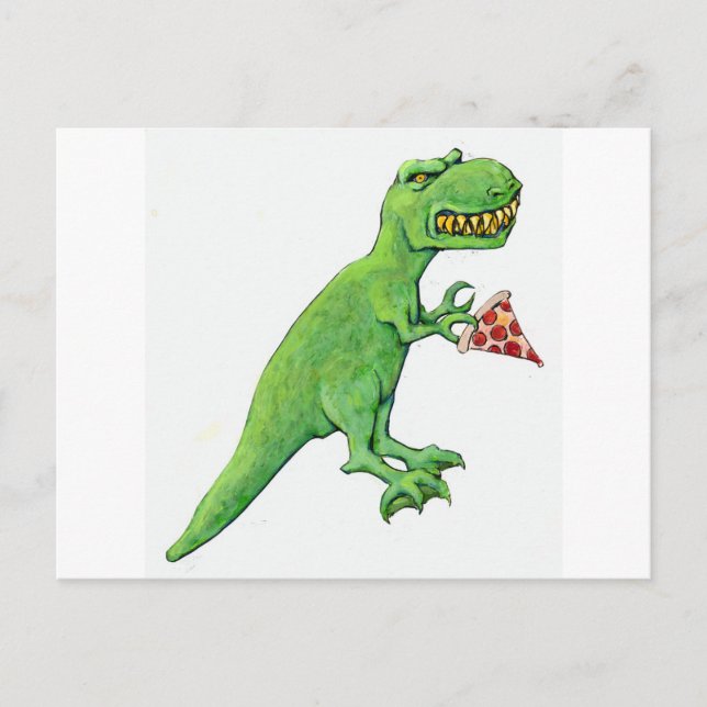 Carte Postale T-Rex avec la pizza (Devant)